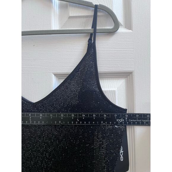 Bebe New Black Sequin Spaghetti Strap Bodycon Mini Dress Size XL - Picture 8 of 11